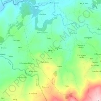 Carte topographique A Barra, altitude, relief