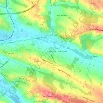 Carte topographique Las Landos, altitude, relief