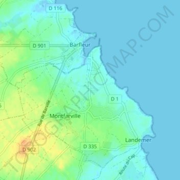 Carte topographique Les Hougues, altitude, relief