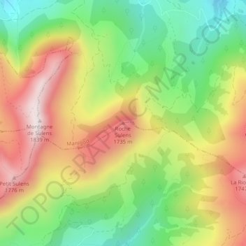Carte topographique Roche Sulens, altitude, relief