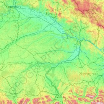 Carte topographique Rottal-Inn, altitude, relief