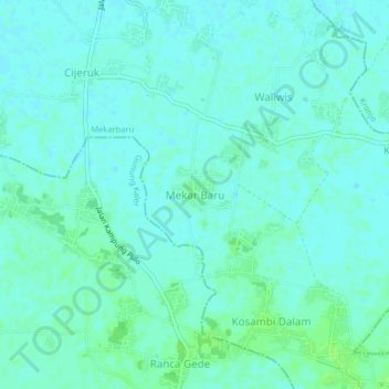 Carte topographique Mekar Baru, altitude, relief
