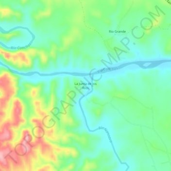Carte topographique La Junta de los Ríos, altitude, relief