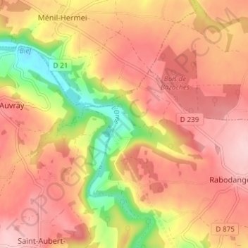 Carte topographique Le Val Besnard, altitude, relief