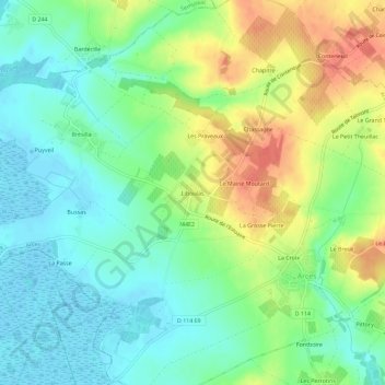 Carte topographique Liboulas, altitude, relief