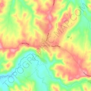 Carte topographique Poowong, altitude, relief