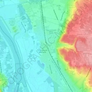 Carte topographique Saint-Maurice-l'Exil, altitude, relief