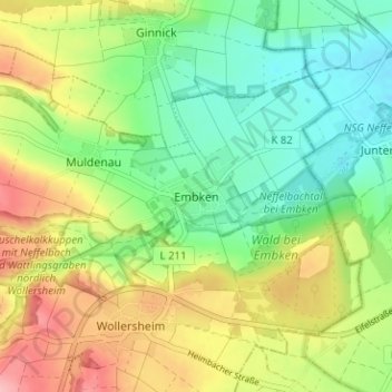 Carte topographique Embken, altitude, relief