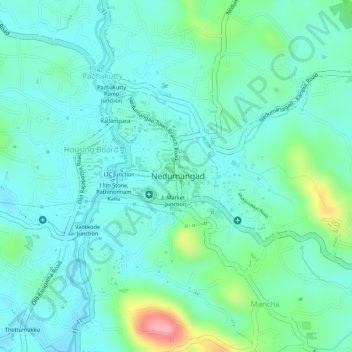 Carte topographique Nedumangadu, altitude, relief