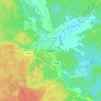 Carte topographique Fliseryd, altitude, relief