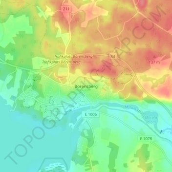 Carte topographique Borensberg, altitude, relief