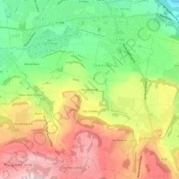 Carte topographique Les Corréards, altitude, relief