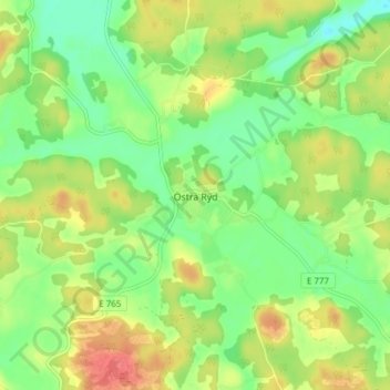 Carte topographique Östra Ryd, altitude, relief
