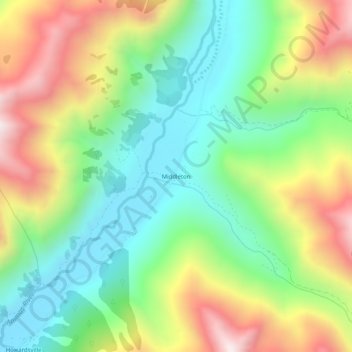 Carte topographique Middleton, altitude, relief