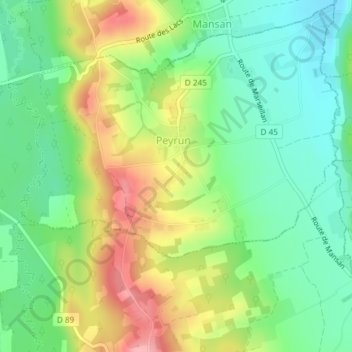 Carte topographique Mazeroles, altitude, relief