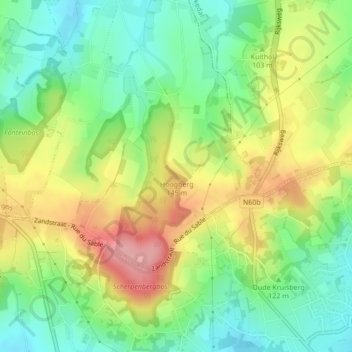 Carte topographique Hoogberg, altitude, relief