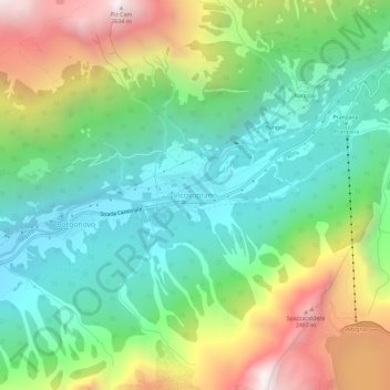 Carte topographique Vicosoprano, altitude, relief