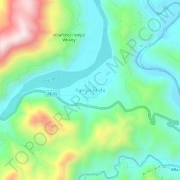 Carte topographique Pampa Michi, altitude, relief