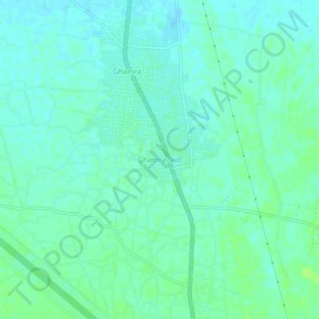 Carte topographique Ghamra Sud, altitude, relief