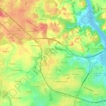 Carte topographique Kerletu, altitude, relief