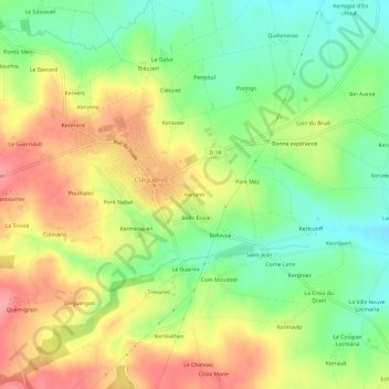 Carte topographique Kerlann, altitude, relief