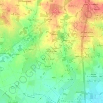 Carte topographique Le Clos Licouet, altitude, relief