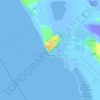 Carte topographique Aktaou, altitude, relief