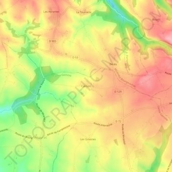 Carte topographique Calmon, altitude, relief