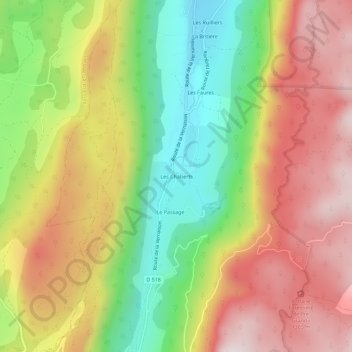 Carte topographique Les Chaberts, altitude, relief