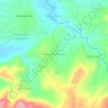 Carte topographique Haligue Kanluran, altitude, relief