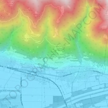 Carte topographique Medoscio, altitude, relief