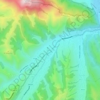 Carte topographique Moeciu, altitude, relief