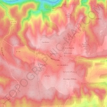 Carte topographique la Léque, altitude, relief