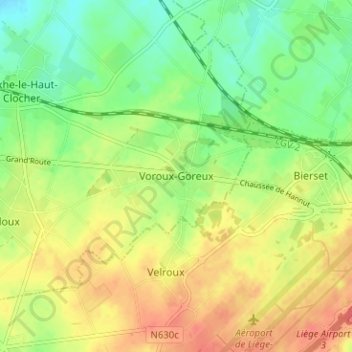 Carte topographique Voroux-Goreux, altitude, relief