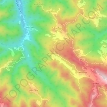 Carte topographique Roccaberardi, altitude, relief