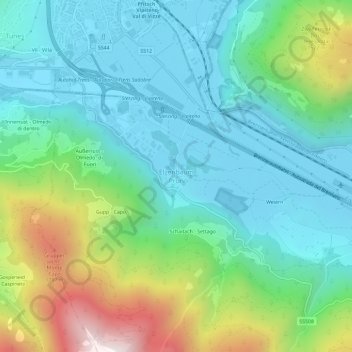 Carte topographique Elzenbaum - Pruno, altitude, relief