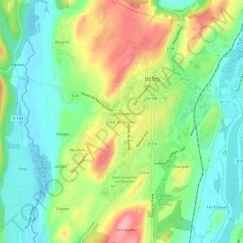 Carte topographique Croix de Tournod, altitude, relief