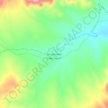 Carte topographique San Juan Raya, altitude, relief