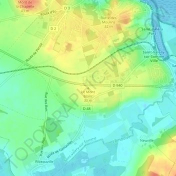 Carte topographique Le Mont Blanc, altitude, relief