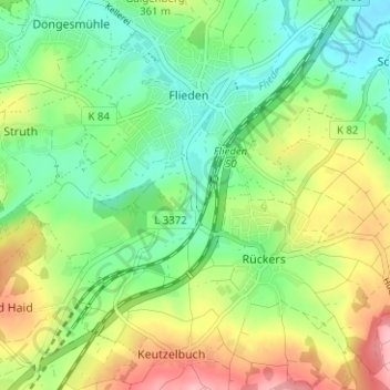 Carte topographique Adenmühle, altitude, relief