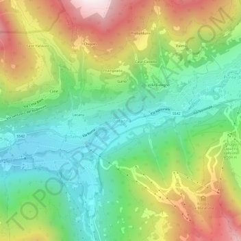 Carte topographique Pontagna, altitude, relief
