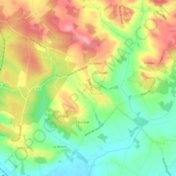Carte topographique Le Colombier, altitude, relief