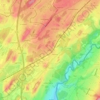 Carte topographique Heimholz, altitude, relief