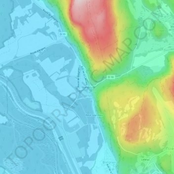 Carte topographique Glandieu, altitude, relief