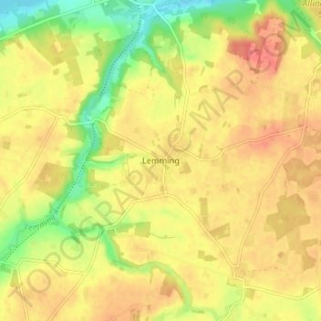Carte topographique Lemming, altitude, relief