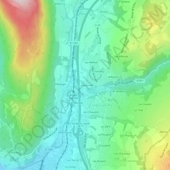 Carte topographique Les Couduriers, altitude, relief