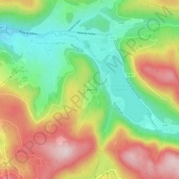 Carte topographique Les Plombes, altitude, relief