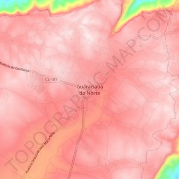 Carte topographique Guaraciaba do Norte, altitude, relief