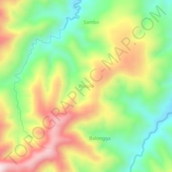 Carte topographique Wisolo, altitude, relief