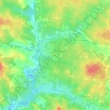 Carte topographique Le Vert, altitude, relief